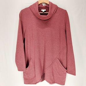 Pure Jill J.Jill Cowl Sweater Burgandy Unique Pockets Sz L Petite